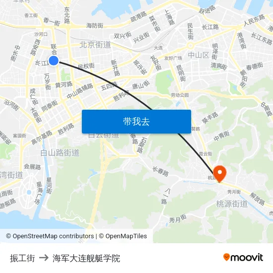 振工街 to 海军大连舰艇学院 map