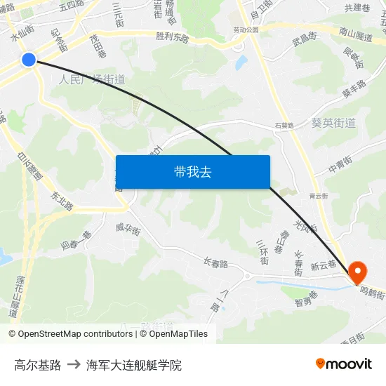 高尔基路 to 海军大连舰艇学院 map