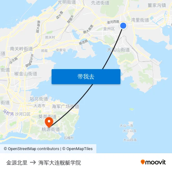 金源北里 to 海军大连舰艇学院 map