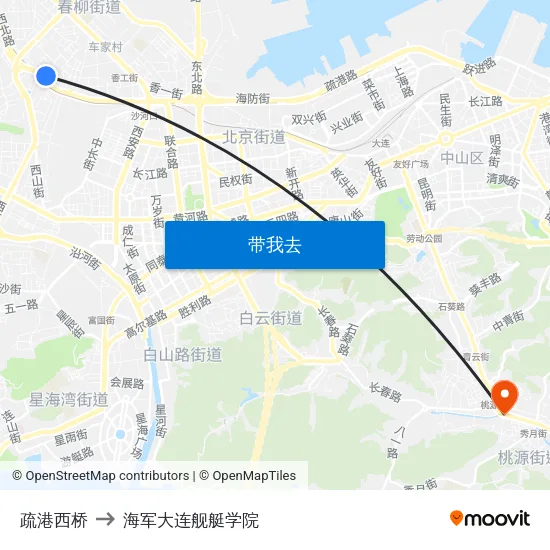 疏港西桥 to 海军大连舰艇学院 map