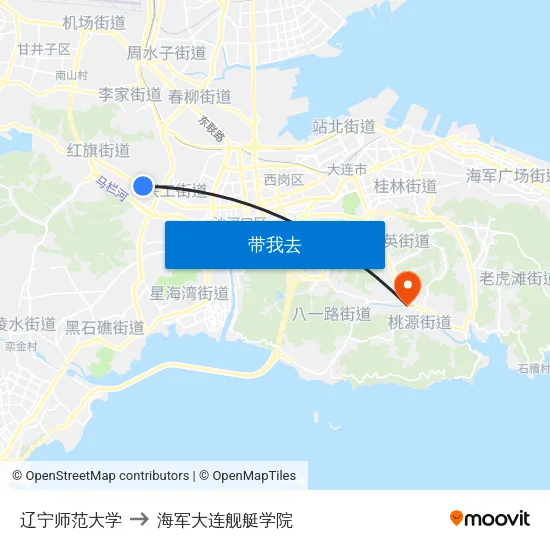 辽宁师范大学 to 海军大连舰艇学院 map