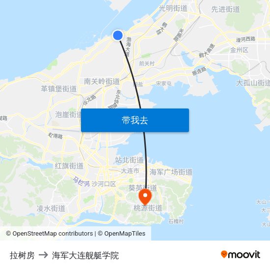 拉树房 to 海军大连舰艇学院 map