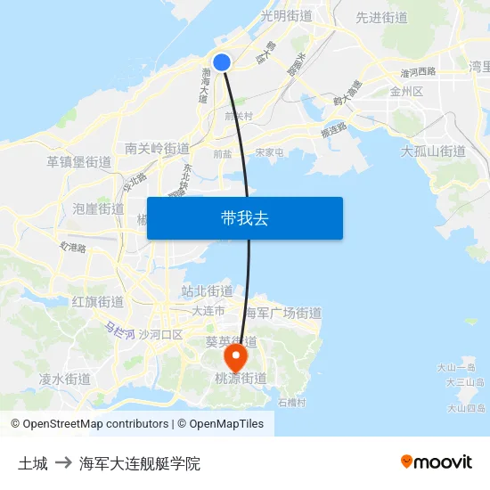 土城 to 海军大连舰艇学院 map