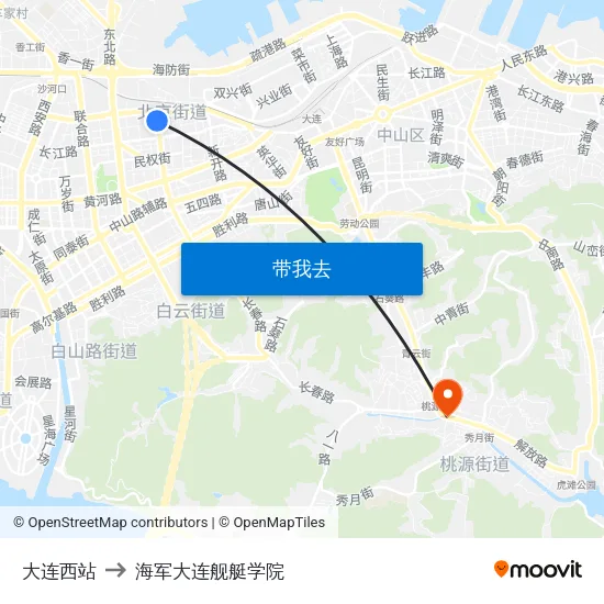 大连西站 to 海军大连舰艇学院 map