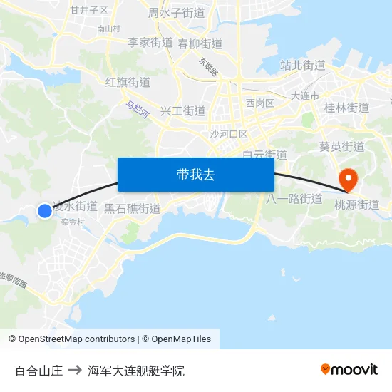 百合山庄 to 海军大连舰艇学院 map
