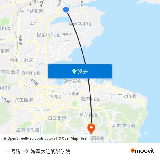 一号路 to 海军大连舰艇学院 map