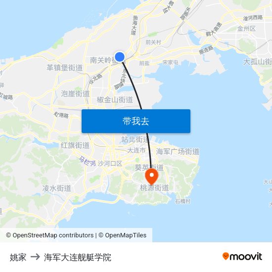 姚家 to 海军大连舰艇学院 map