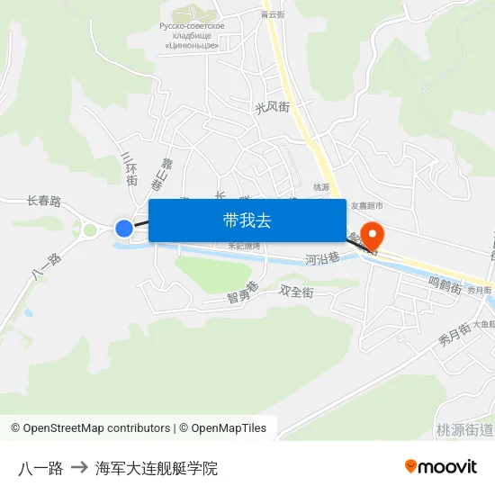 八一路 to 海军大连舰艇学院 map