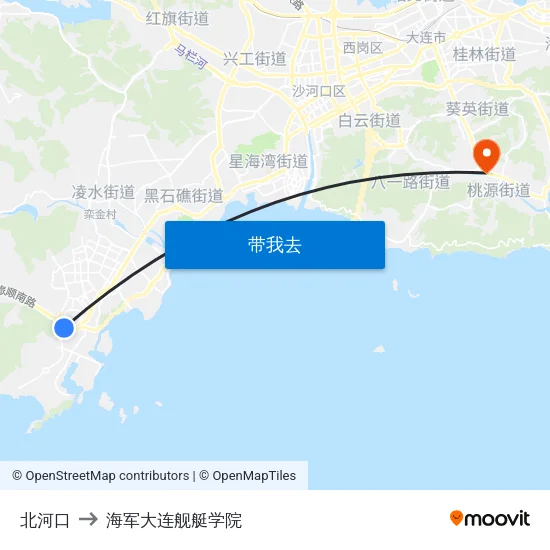 北河口 to 海军大连舰艇学院 map