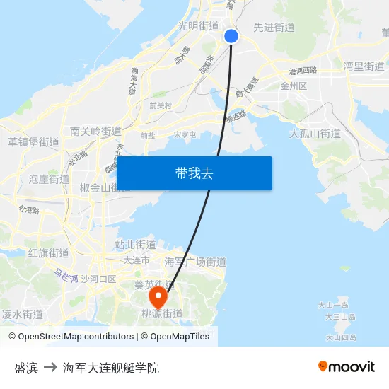 盛滨 to 海军大连舰艇学院 map