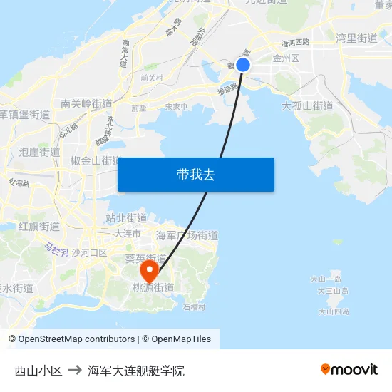 西山小区 to 海军大连舰艇学院 map