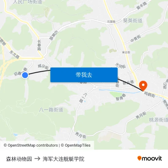 森林动物园 to 海军大连舰艇学院 map
