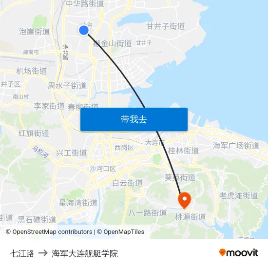 七江路 to 海军大连舰艇学院 map