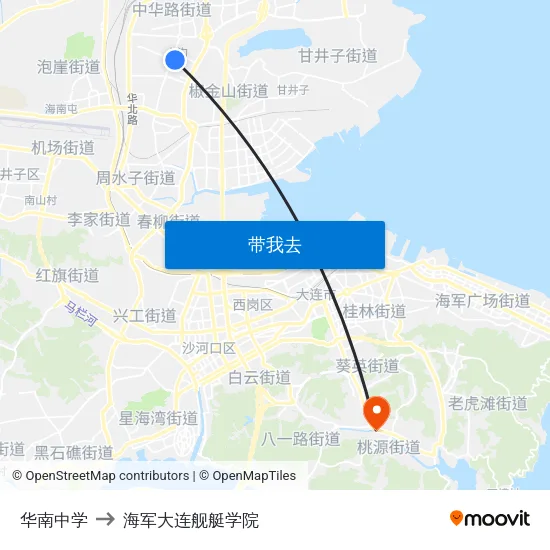 华南中学 to 海军大连舰艇学院 map