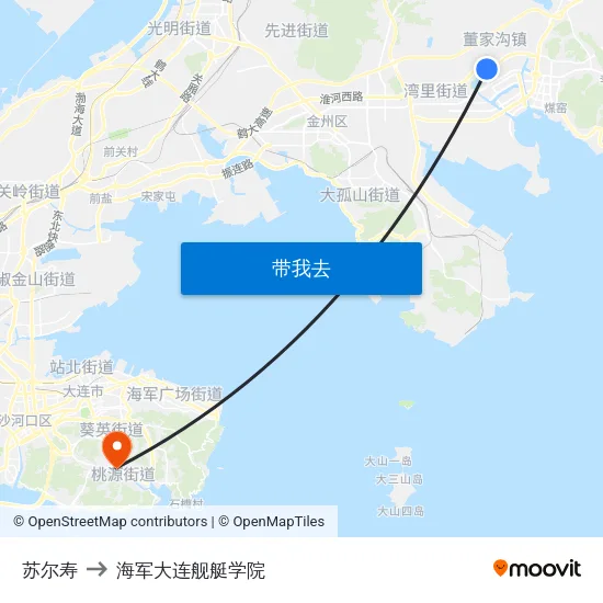 苏尔寿 to 海军大连舰艇学院 map