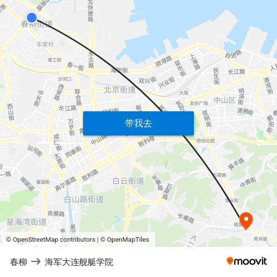 春柳 to 海军大连舰艇学院 map