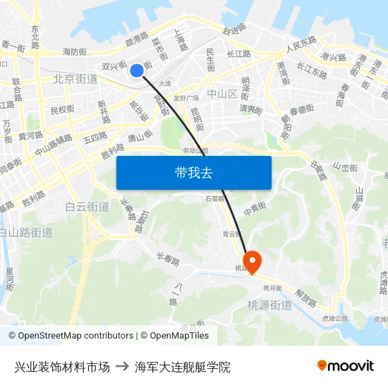 兴业装饰材料市场 to 海军大连舰艇学院 map