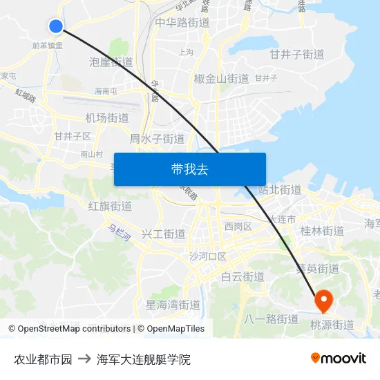 农业都市园 to 海军大连舰艇学院 map