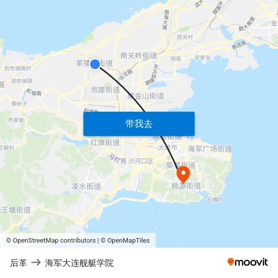 后革 to 海军大连舰艇学院 map
