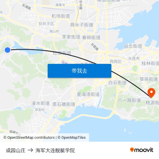 成园山庄 to 海军大连舰艇学院 map