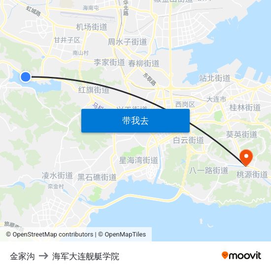 金家沟 to 海军大连舰艇学院 map