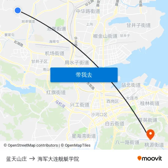 蓝天山庄 to 海军大连舰艇学院 map
