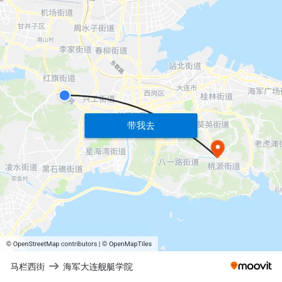 马栏西街 to 海军大连舰艇学院 map