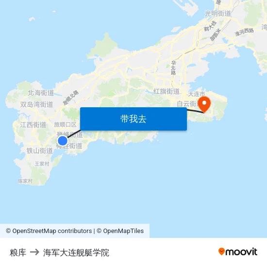 粮库 to 海军大连舰艇学院 map