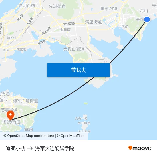 迪亚小镇 to 海军大连舰艇学院 map