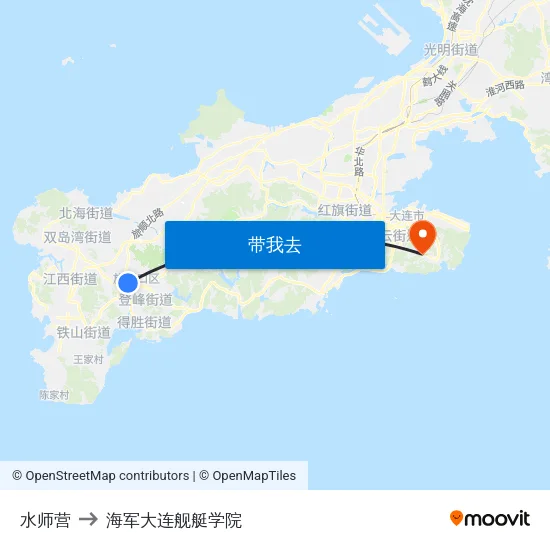 水师营 to 海军大连舰艇学院 map