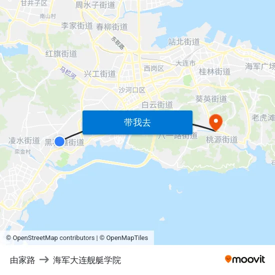 由家路 to 海军大连舰艇学院 map