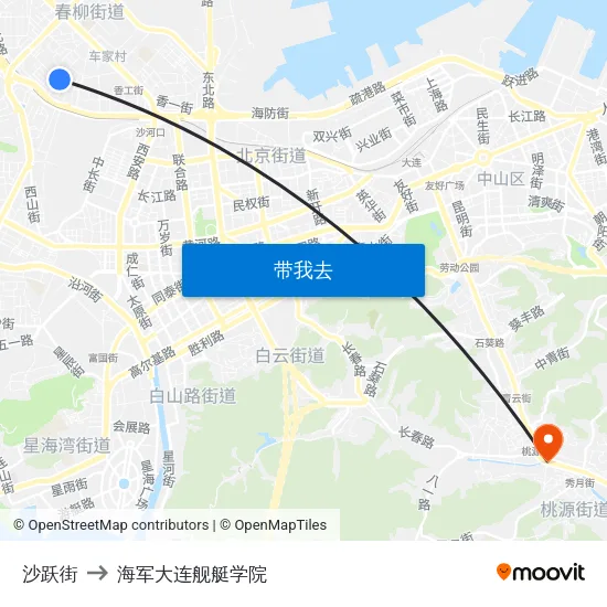 沙跃街 to 海军大连舰艇学院 map
