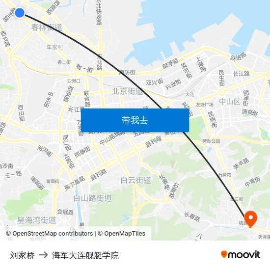 刘家桥 to 海军大连舰艇学院 map
