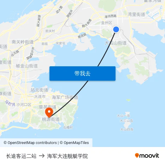 长途客运二站 to 海军大连舰艇学院 map