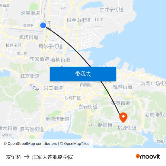 友谊桥 to 海军大连舰艇学院 map