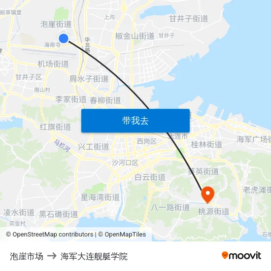 泡崖市场 to 海军大连舰艇学院 map