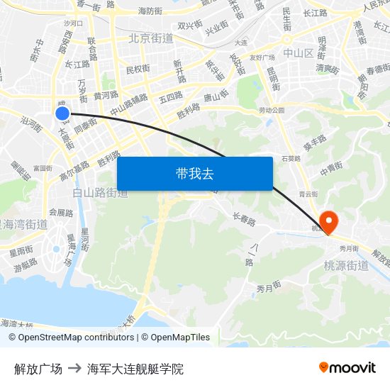 解放广场 to 海军大连舰艇学院 map