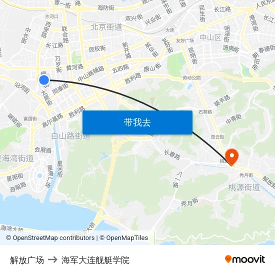 解放广场 to 海军大连舰艇学院 map