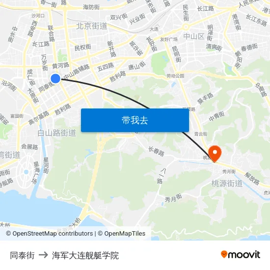同泰街 to 海军大连舰艇学院 map