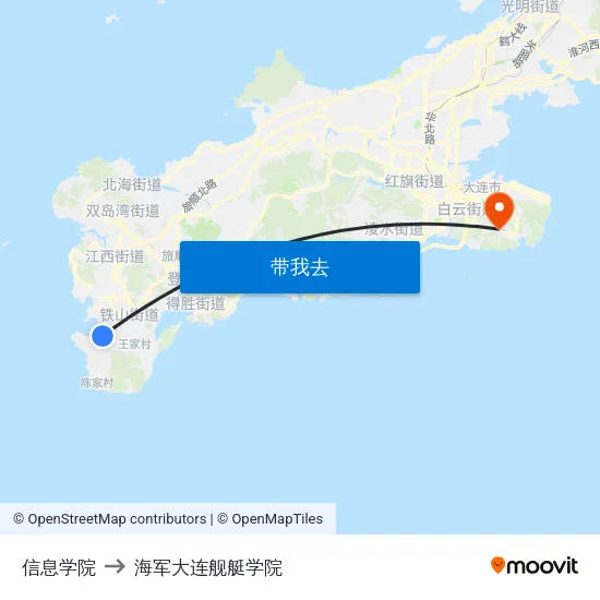 信息学院 to 海军大连舰艇学院 map