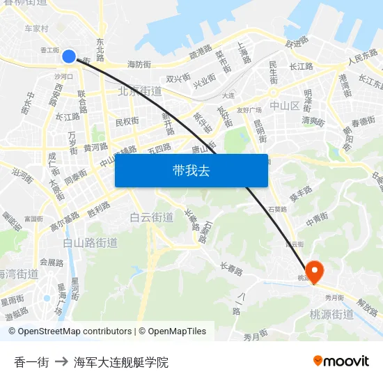 香一街 to 海军大连舰艇学院 map