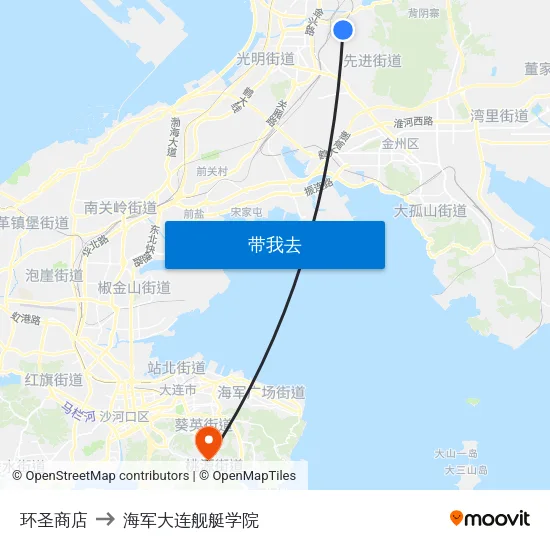 环圣商店 to 海军大连舰艇学院 map