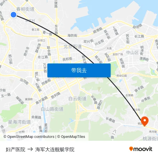 妇产医院 to 海军大连舰艇学院 map