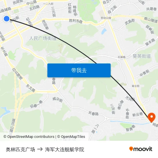 奥林匹克广场 to 海军大连舰艇学院 map
