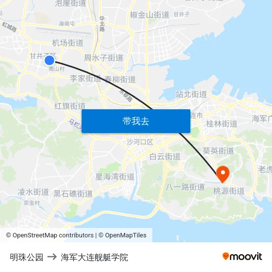 明珠公园 to 海军大连舰艇学院 map