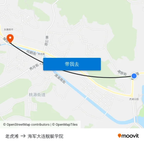 老虎滩 to 海军大连舰艇学院 map