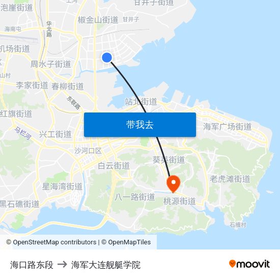 海口路东段 to 海军大连舰艇学院 map