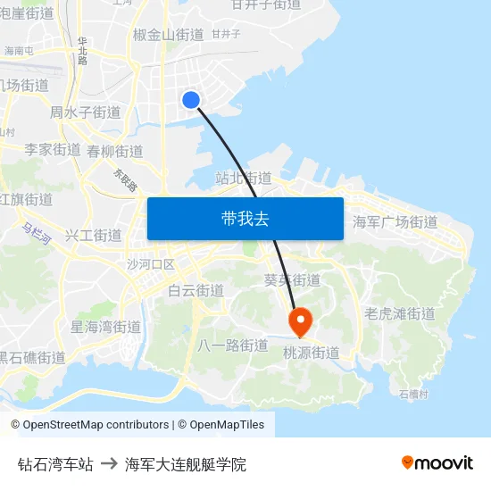 钻石湾车站 to 海军大连舰艇学院 map