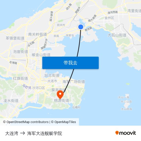 大连湾 to 海军大连舰艇学院 map
