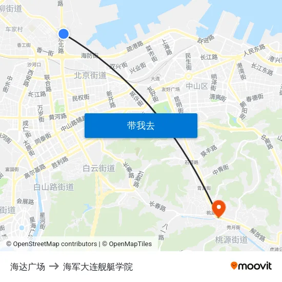 海达广场 to 海军大连舰艇学院 map